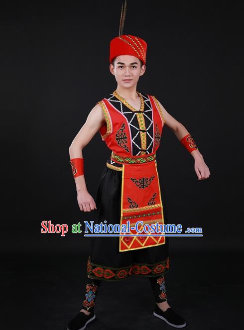 Chinese Traditional Gaoshan Nationality Festival Outfits Ethnic Minority Folk Dance Stage Show Costume for Men