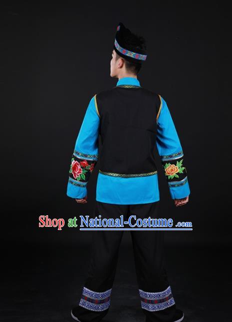 Chinese Traditional Mulao Nationality Festival Outfits Ethnic Minority Folk Dance Stage Show Costume for Men