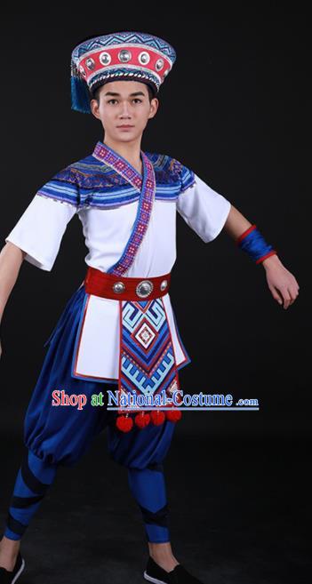 Chinese Traditional Yao Nationality Festival Outfits Ethnic Minority Folk Dance Stage Show Costume for Men