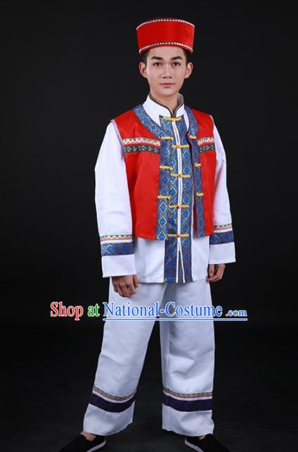 Chinese Traditional Jing Nationality Festival Outfits Ethnic Minority Folk Dance Stage Show Costume for Men