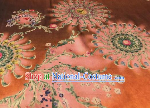 Asian Chinese Traditional Pattern Design Orange Gambiered Guangdong Gauze Fabric Silk Material