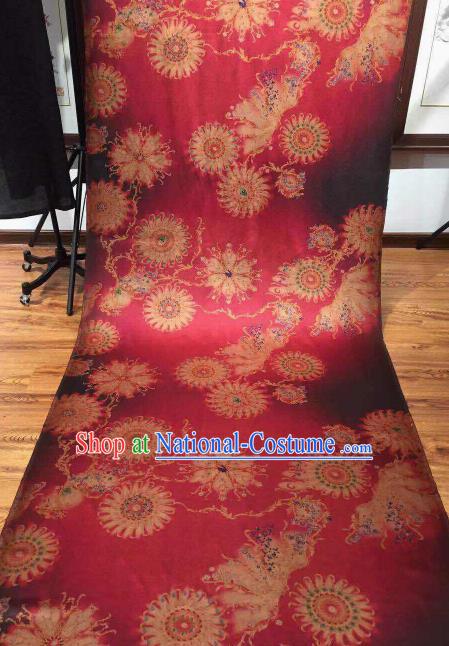 Asian Chinese Traditional Wheels Pattern Design Rosy Gambiered Guangdong Gauze Fabric Silk Material