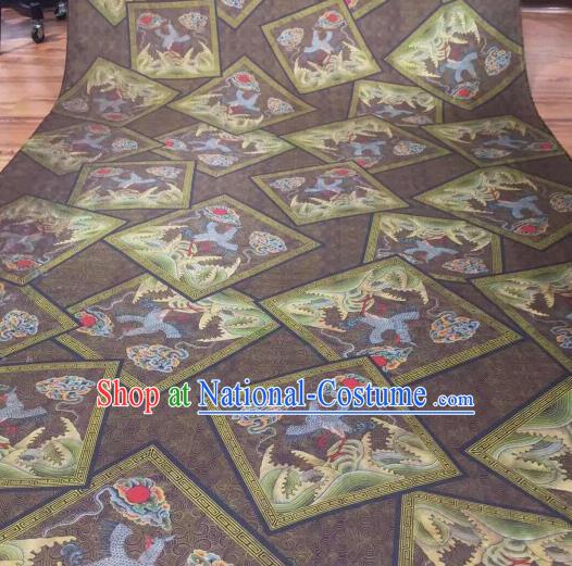 Asian Chinese Traditional Cranes Pattern Design Brown Gambiered Guangdong Gauze Fabric Silk Material