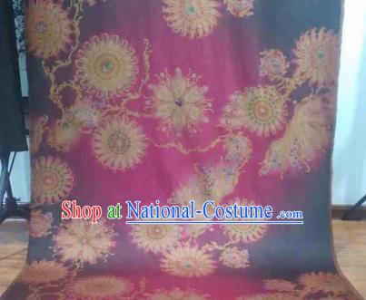 Asian Chinese Traditional Wheels Pattern Design Purple Gambiered Guangdong Gauze Fabric Silk Material