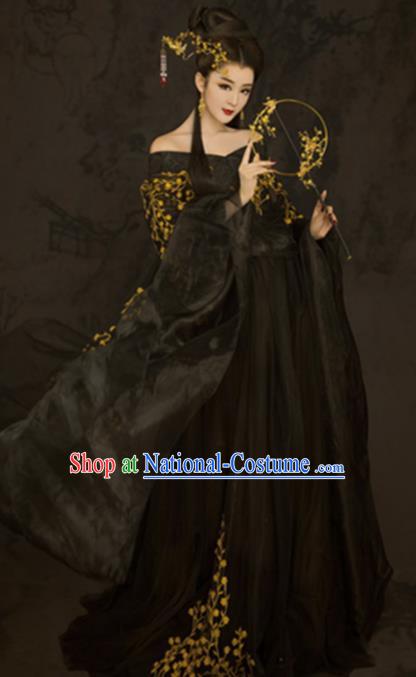 Chinese Ancient Court Princess Black Hanfu Dress Traditional Ming Dynasty Imperial Consort Costumes for Women