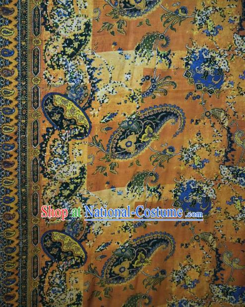 Asian Chinese Traditional Pattern Design Ginger Gambiered Guangdong Gauze Fabric Silk Material