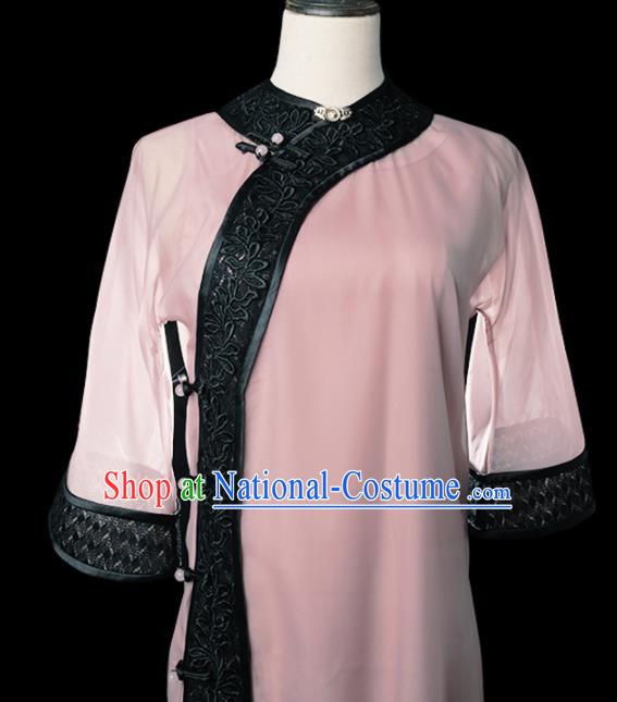 Chinese Traditional Deep Pink Cheongsam Costume Republic of China Mandarin Qipao Dress for Women