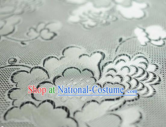 Asian Chinese Traditional Begonia Pattern Design Grey Gambiered Guangdong Gauze Fabric Silk Material