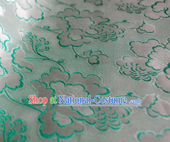 Asian Chinese Traditional Green Roses Pattern Design Gambiered Guangdong Gauze Fabric Silk Material