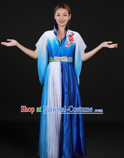 Chinese Spring Festival Gala Opening Dance Blue Dress Traditional Chorus Classical Dance Costume for Women