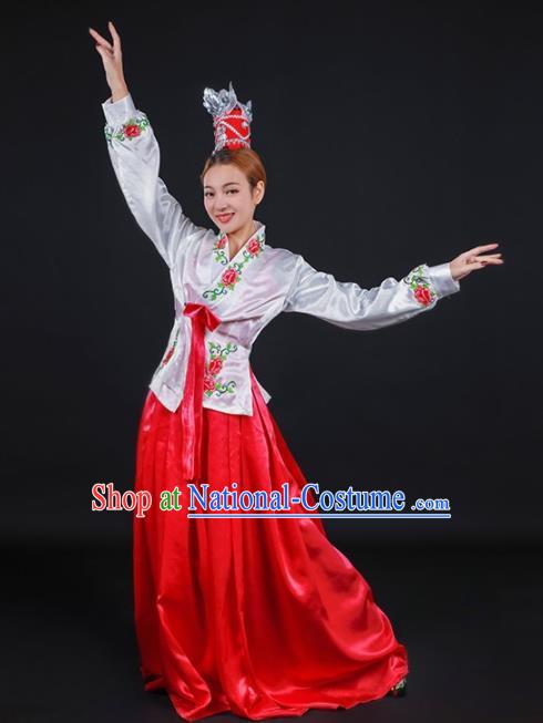 Chinese Traditional Korean Nationality Stage Show Dress Ethnic Minority Folk Dance Costume for Women