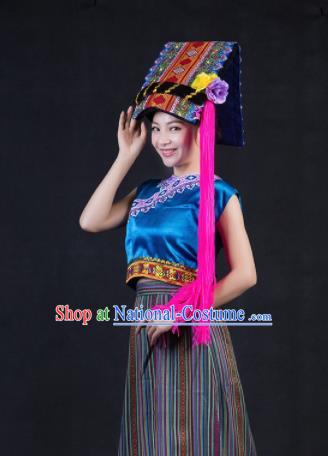 Chinese Traditional Nu Nationality Stage Show Dress Ethnic Minority Folk Dance Costume for Women