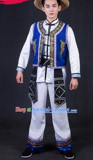 Chinese Traditional Jing Nationality Festival Compere Outfits Ethnic Minority Folk Dance Stage Show Costume for Men