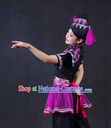 Chinese Traditional Zhuang Nationality Stage Show Outfits Ethnic Minority Folk Dance Costume for Women