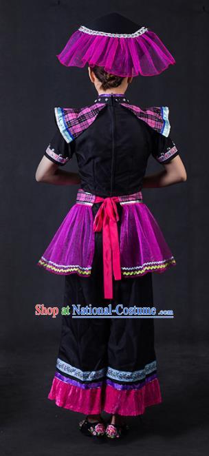 Chinese Traditional Zhuang Nationality Stage Show Outfits Ethnic Minority Folk Dance Costume for Women