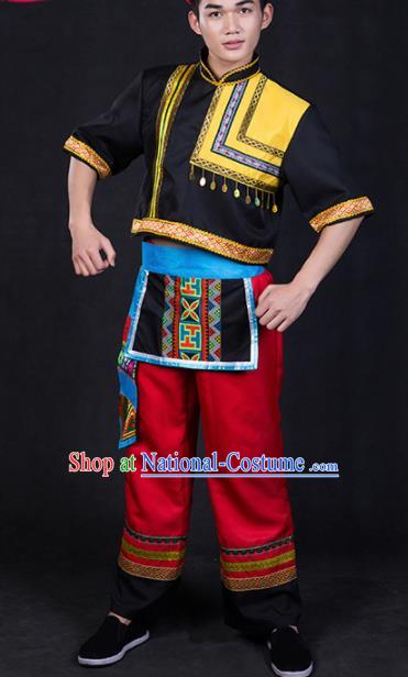 Chinese Traditional Yao Nationality Festival Compere Outfits Ethnic Minority Folk Dance Stage Show Costume for Men