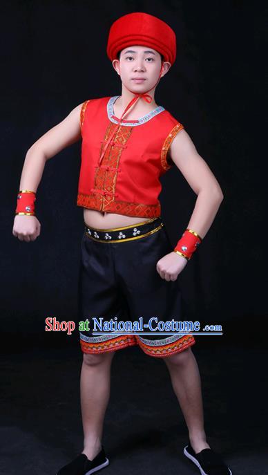 Chinese Traditional Jing Nationality Festival Compere Outfits Ethnic Minority Folk Dance Stage Show Costume for Men