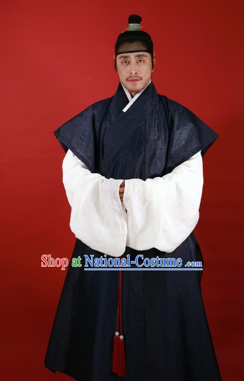 Traditional Chinese Ming Dynasty Officer Hanfu Clothing Ancient Taoist Priest Costumes for Men