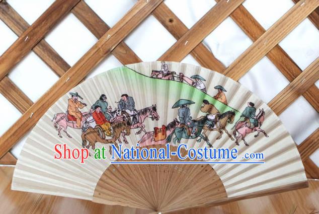 Korean Traditional Folk Folding Fan Asian Korea Printing Paper Fans for Women