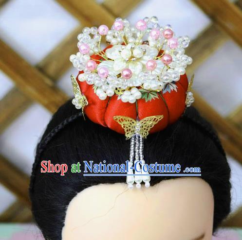 Korean Traditional Court Bride Red Hairband Asian Korea Fashion Wedding Hair Accessories for Women