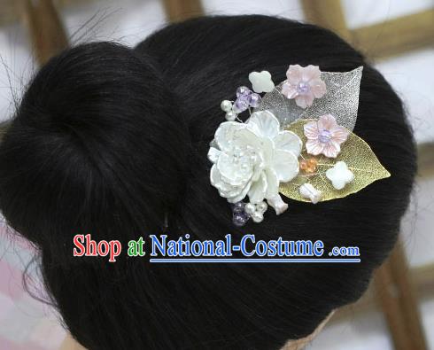 Korean Traditional Court Bride Shell Flower Hairpins Asian Korea Fashion Wedding Hair Accessories for Women