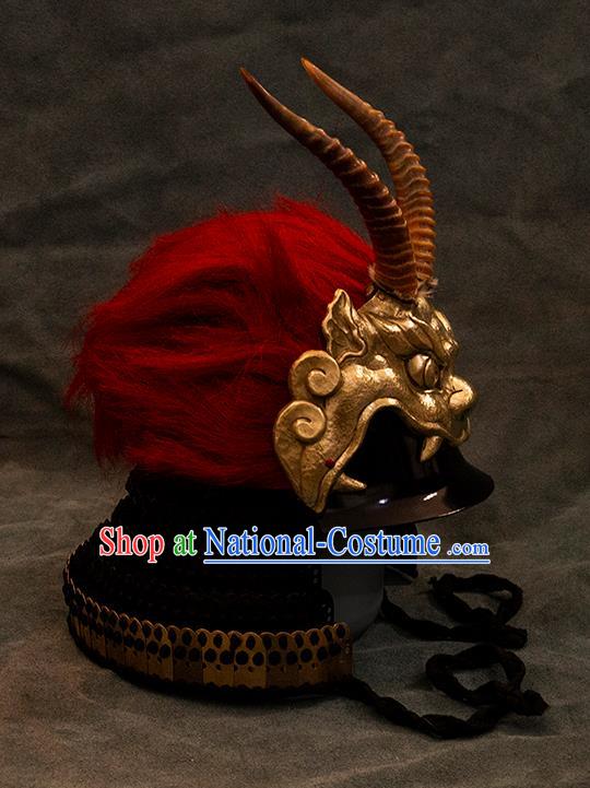 Chinese Traditional Song Dynasty General Helmet Ancient Military Officers Headwear for Men