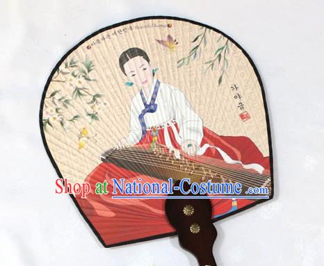 Korean Traditional Wedding Printing Beauty Palace Fan Asian Korea Paper Fans for Women