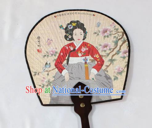 Korean Traditional Wedding Bride Printing Beauty Palace Fan Asian Korea Paper Fans for Women