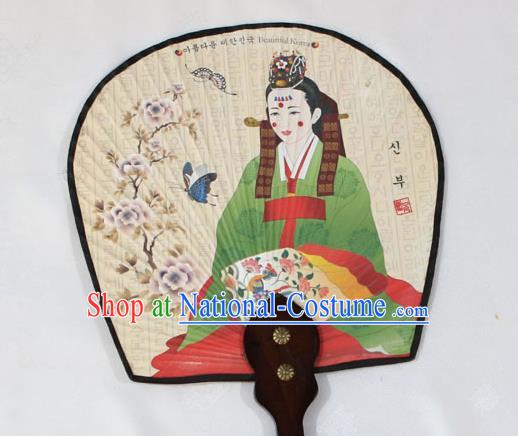 Korean Traditional Wedding Printing Bride Palace Fan Asian Korea Paper Fans for Women