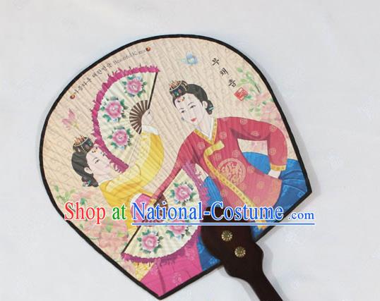 Korean Traditional Wedding Printing Court Bride Palace Fan Asian Korea Paper Fans for Women