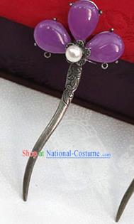 Korean Traditional Wedding Bride Purple Hairpins Asian Korea Hanbok Hair Accessories for Women