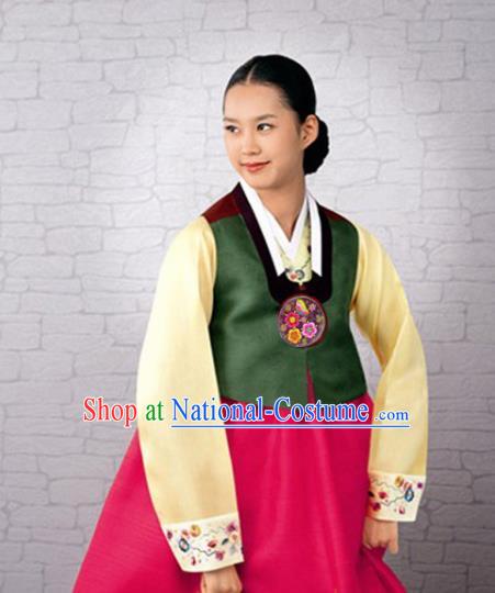 Korean Traditional Garment Bride Hanbok Green Vest Asian Korea Fashion Costume for Women