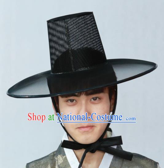 Korean Traditional Male Black Veil Hat Asian Korea Ancient Swordsman Headwear for Men