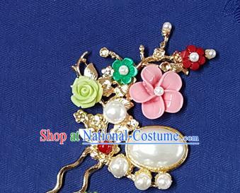 Korean Traditional Wedding Bride Pink Ceramic Flower Hairpins Asian Korea Hanbok Hair Accessories for Women