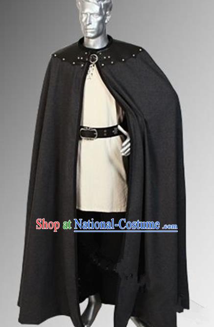 Western Middle Ages Drama General Black Cloak European Traditional Knight Costume for Men