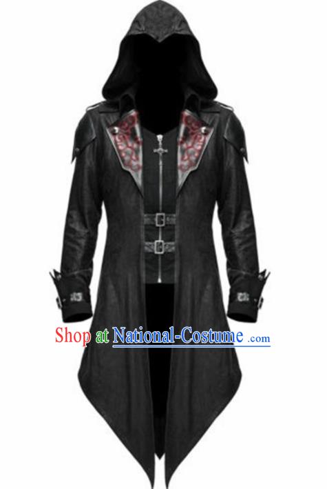 Western Halloween Middle Ages Drama General Black Coat European Traditional Knight Costume for Men