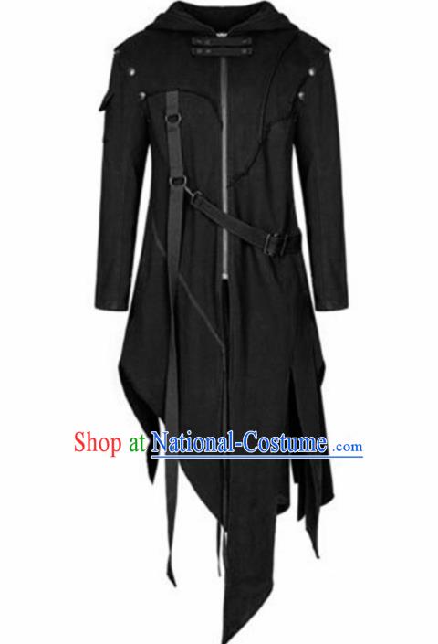 Western Halloween Middle Ages Drama General Black Coat European Traditional Knight Costume for Men