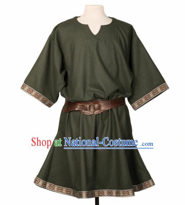 Western Middle Ages Drama Green Shirt European Traditional Knight Costume for Men