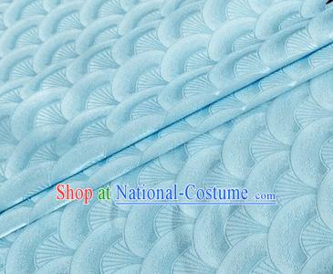 Asian Chinese Classical Scale Pattern Design Light Blue Brocade Jacquard Fabric Traditional Cheongsam Silk Material