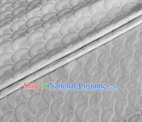 Asian Chinese Classical Scale Pattern Design Grey Brocade Jacquard Fabric Traditional Cheongsam Silk Material