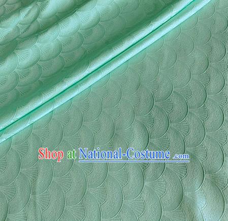 Asian Chinese Classical Scale Pattern Design Light Green Brocade Jacquard Fabric Traditional Cheongsam Silk Material