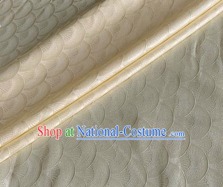 Asian Chinese Classical Scale Pattern Design Beige Brocade Jacquard Fabric Traditional Cheongsam Silk Material