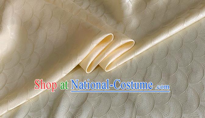 Asian Chinese Classical Scale Pattern Design Beige Brocade Jacquard Fabric Traditional Cheongsam Silk Material