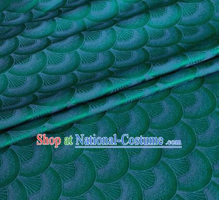 Asian Chinese Classical Scale Pattern Design Green Brocade Jacquard Fabric Traditional Cheongsam Silk Material