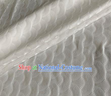 Asian Chinese Classical Scale Pattern Design White Brocade Jacquard Fabric Traditional Cheongsam Silk Material