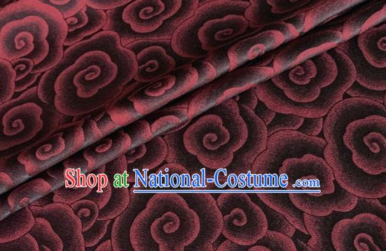 Asian Chinese Classical Clouds Pattern Design Brown Brocade Jacquard Fabric Traditional Cheongsam Silk Material