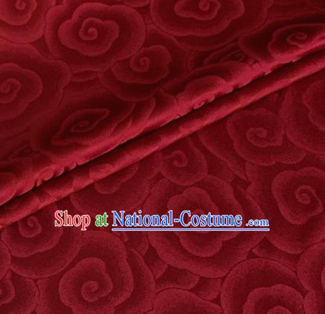 Asian Chinese Classical Clouds Pattern Design Wine Red Brocade Jacquard Fabric Traditional Cheongsam Silk Material