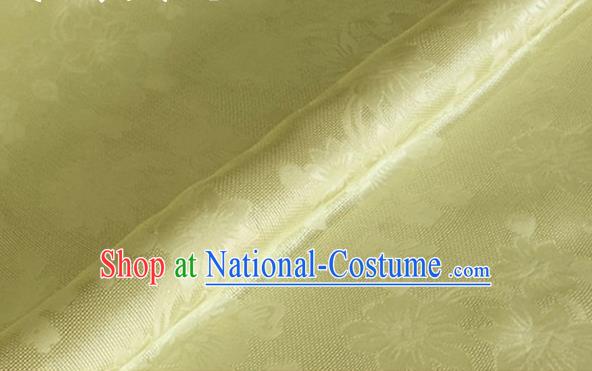 Asian Chinese Classical Flowers Pattern Design Yellow Brocade Jacquard Fabric Traditional Cheongsam Silk Material