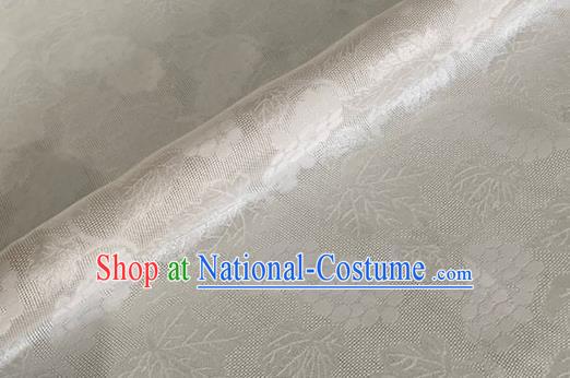 Asian Chinese Classical Maple Leaf Grape Pattern Design White Brocade Jacquard Fabric Traditional Cheongsam Silk Material