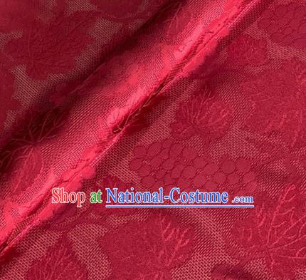 Asian Chinese Classical Maple Leaf Grape Pattern Design Wine Red Brocade Jacquard Fabric Traditional Cheongsam Silk Material